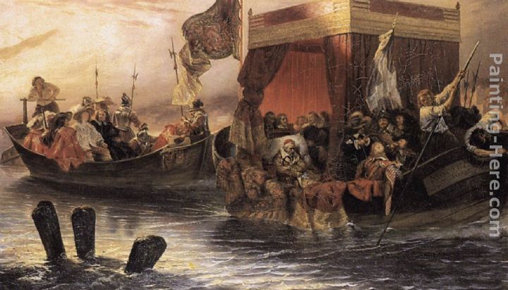 The State Barge of Cardinal Richelieu on the Rhone painting - Paul Delaroche The State Barge of Cardinal Richelieu on the Rhone art painting